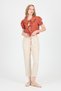 Tile Binding Detailed Baby Collar Crop Blouse 8064 - 3