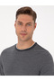 Light Gray Melange Slim Fit Crew Neck Wool Blend Sweater 50315712-Vr091 - 2