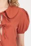Tile Binding Detailed Baby Collar Crop Blouse 8064 - 4