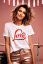 Stil-X "I Love You" Printed Crew Neck 100% Cotton Women's Tshirt, White, Black, Red