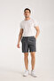 Men's Elastic Waist Buttoned Gabardine Pocket Shorts - 2