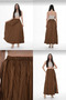 Women's Wrinkled 3-Piece Long Flared Hijab Skirt Black-Brown-Red - 4