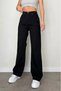 Comfy Black Lycra Super High Waist Loose Jeans Palazzo Pants.Wide Leg