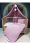 Embroidered Muslin Sleeping Set - 80X120 cm Duvet Cover, Pompom Mosquito Net, Tulle and Apparatus - 3