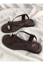 Janya Brown Cross Belted 2 cm Sandals - 7