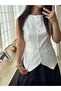 Beyaz Keten Yelek