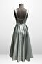 Women's Strappy Back Drawstring Corset Satin Flared Midi Dress Slim Fit - 5