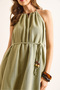 Women's Khaki Muslin Lined Back Deep Decollet Maxi Dress Elb-19002504 - 7