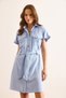 Women's Blue Marta Belted Pocket Mini Woven Shirt Dress Elb-19002503 - 3