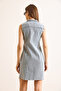 Women's Light Blue Zippered Mini Denim Dress Elb-19002505 - 6