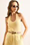 Women's Yellow Modal Halter Neck Trend Crop Blouse Blz-19003073