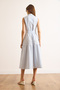 Women's Blue Belted Striped Button Maxi Dress Elb-19002510 - 7