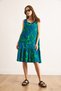 Women's Green Blue Skirt Flounced Woven Viscose Dress Elb-19002502 - 3