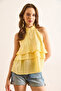 Women's Yellow Halter Neck Layered Blouse Blz-19003040 - 3