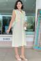 Polo Neck Metal Button Linen Dress 5Y455 - 4