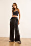 Women's Black Pocket Lined Lace Detailed Palazzo Trousers Pnt-19000357 - 5