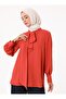 Soft Button Collar Tie Tunic - Cinnamon - - 2