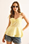 Women's Yellow Strap Tie Roba Detailed Cotton Blouse Blz-19003072 - 4