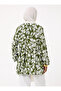 Floral Printed Voile Tunic - Green - - 6