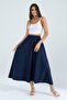 Women's A-Line High Waist Pocketed Flowy Flared Skirt - Textured Linen