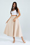 Women's A-Line High Waist Pocketed Flowy Flared Skirt - Textured Linen