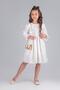 Girl's Brode Dress with Fisto Collar and Bag - Ecru - 4