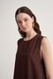 Women's Cupra Draped Cotton Zero Sleeve Dress Bitter Brown - 6