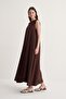 Women's Cupra Draped Cotton Zero Sleeve Dress Bitter Brown - 4