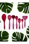 Ivory Heat Resistant Silicone Colander Ladle Spatula Spoon Set (30-28-22-20 cm) 7 Pieces