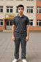 Men's Belted Waist Lycra Classic High School School Pants