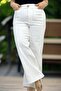 Cep Detail Wide Leg Palazzo Cut White Jean Denim Pants