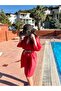 Women's Viscose Pomegranate Flower Kimono Pareo Bandana Beach Combination Set