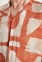 Men's Relax Fit Relaxed Cut Short Sleeve Apaş Collar Viscose Printed Shirt - 3
