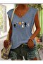 Small Cat Printed Women's Oversize Sleeveless T-Shirt
