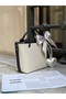Black Linen Women's Heart Charmed Hand and Shoulder Bag - 5
