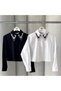 Women's Woven Poplin Fabric 100 100 Cotton Embroidery Collar Detailblack Color Shirt