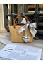 Tan Straw Women's Heart Charm Hand and Shoulder Bag - 5