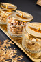 7 Piece Glass Snack Set with Lid – Metal Tray with Gold Leaf Detail - 4