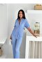 Blue Seersucker Fabric Summer Double Suit - 2