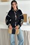 Women's Black Tasseled Belted Embroidered Cotton Blouse - 2