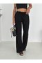 Black 100% Cotton Lace-Up Wide Leg Linen Trousers - 6