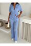 Blue Seersucker Fabric Summer Double Suit - 6