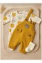 Nafi̇tto Bear Embroidered Baby Boy Salopet Set of 3 – Bodysuit, Salopet and Socks - 3