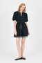 Black Terikoton Balloon Sleeve Waist Tie Mini Dress 2617 - 6