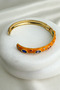 Gold Color Enamel Oval Colored Stone Design Handcuff Bracelet (Diameter: 6cm) - 2