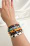 Gold Color Enamel Oval Colored Stone Design Handcuff Bracelet (Diameter: 6cm) - 5