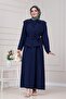 Vest with Stone Detail Tencel Dress-Navy Blue - 4