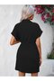 Women's Short Sleeve Collar Side Tie-Up Woven Dress - 5