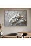 لوحة فنية جدارية جبس كانفس بتصميم فني بلاستيكي رسم زهرة بارزة إطار أسود، 40×60 سم - 5