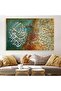 لوحة فنية جدارية قماشية كانفس بتصميم إسلامي إطار بني، 50×70 سم - 2